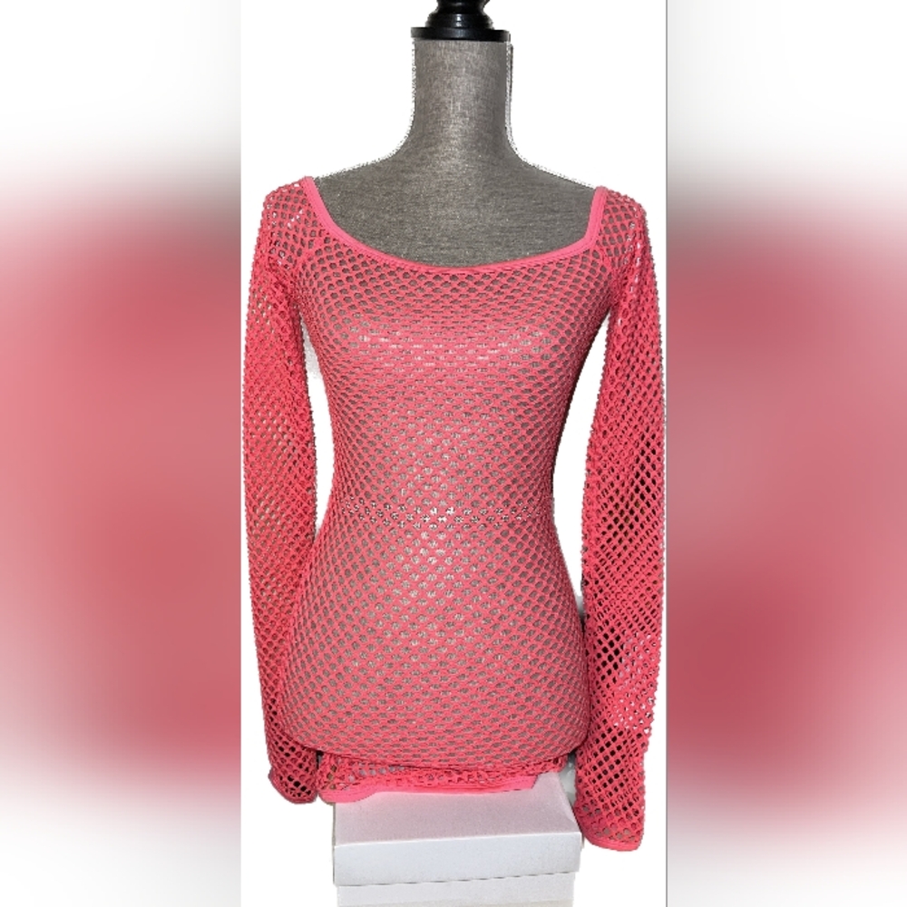 Fashion Nova Neon Pink Mesh Mini Dress